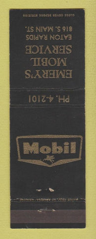 Matchbook Cover - Mobil oil gas Emery's Eaton Rapids MI