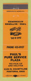 Matchbook Cover - Paul's Pure oil gas Fostoria OH