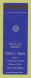 Matchbook Cover - Pure oil gas Donald Villard Canton OH