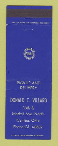 Matchbook Cover - Pure oil gas Donald Villard Canton OH