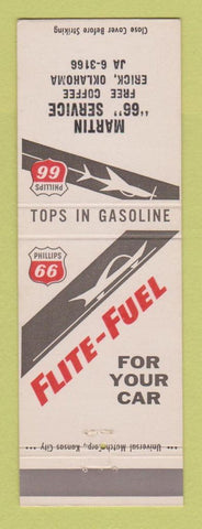 Matchbook Cover - Phillips 66 oil gas Martin Erick OK