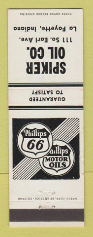 Matchbook Cover - Spiker Phillips 66 oil gas Lafayette IN