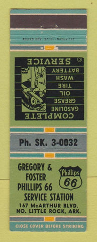 Matchbook Cover - Gregory & Foster Phillips 66 oil gas North Little Rock AR