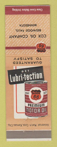 Matchbook Cover - Phillips 66 oil gas Cox Redwood Falls MN