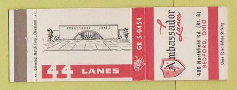 Matchbook Cover - Ambassador Lanes Bowling Bedford OH