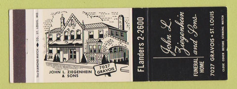 Matchbook Cover - John L Ziegenhein Funeral Home St Louis MO