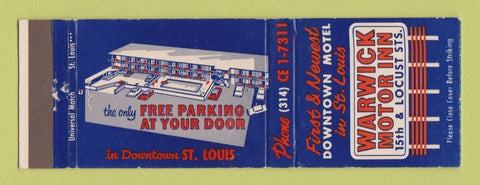 Matchbook Cover - Warwick Motor Inn St Louis MO