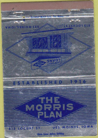 Matchbook Cover - Morris Plan Des Moines IA 40 Strike