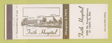 Matchbook Cover - Faith Hospital St Louis MO