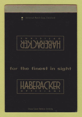 Matchbook Cover - Haberacker Opticians Cleveland OH SAMPLE WEAR 40 Strike