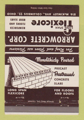 Matchbook Cover - Arrowcrete Floor Roof Slabs Columbus OH concrete 40 Strike