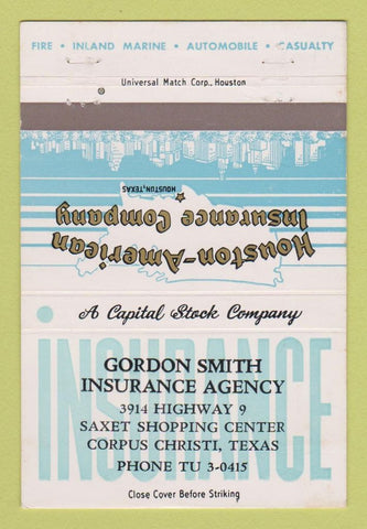 Matchbook Cover - Gordon Smith Insurance Corpus Christi TX 40 Strike