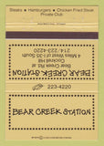 Matchbook Cover - Bear Creek Station Dallas TX 40 Strike