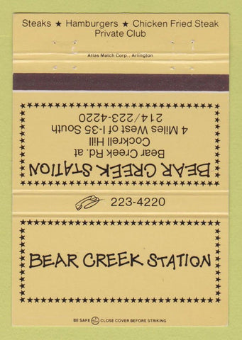 Matchbook Cover - Bear Creek Station Dallas TX 40 Strike