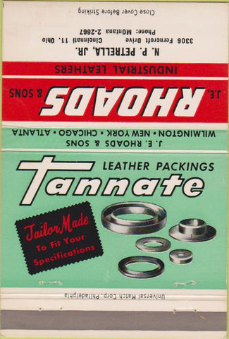 Matchbook Cover - Tannate Industrial Leathers Cincinnati OH 40 Strike
