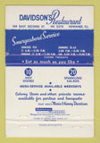 Matchbook Cover - Davidson's Restaurant Kewanee IL 40 Strike