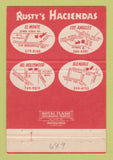 Matchbook Cover - Rusty's Hacienda Mexican Food El Monte Glendale CA 40 Strike