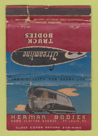 Matchbook Cover - Herman Truck Bodies St Louis MO WORN 40 Strike