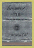 Matchbook Cover - Millionaire's Club 1973 Chicago IL 40 Strike