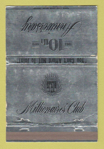 Matchbook Cover - Millionaire's Club 1973 Chicago IL 40 Strike