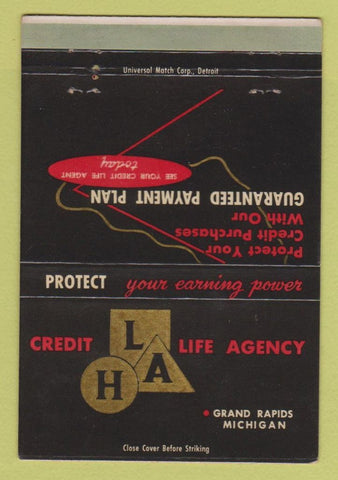 Matchbook Cover - Credit Life Agency Grand Rapids MI WEAR 40 Strike