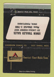 Matchbook Cover - Anderson Trailer Mobile Homes Irwin PA WEAR 40 Strike