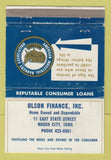 Matchbook Cover - Oldson Finance Mason City IA WEAR 40 Strike