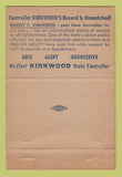 Matchbook Cover - Robert Kirkwood for State Controller CA California 40 Strike
