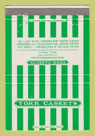 Matchbook Cover - York Caskets York PA 40 Strike