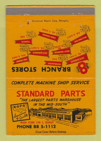 Matchbook Cover - NAPA Auto Parts Memphis TN 40 Strike