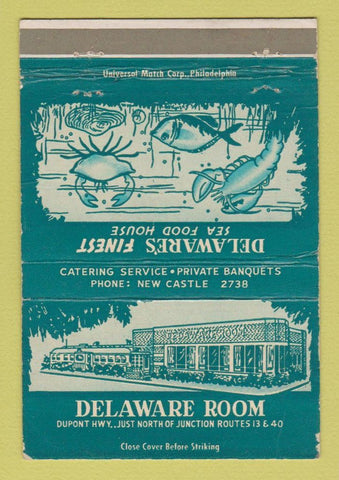 Matchbook Cover - Delaware Room Seafood New Castle DE WEAR 40 Strike