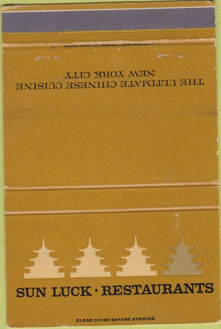 Matchbook Cover - Sun Luck Restaurant New York City NY 40 Strike