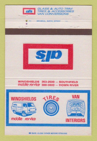 Matchbook Cover - Al's Van Interiors Tires Southfield MI 40 Strike