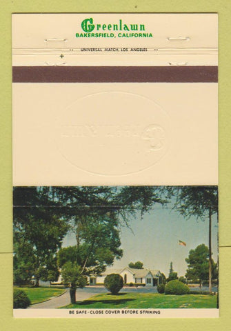 Matchbook Cover - Greenlawn Bakersfield CA Funeral Home Cemetery 40 Strike