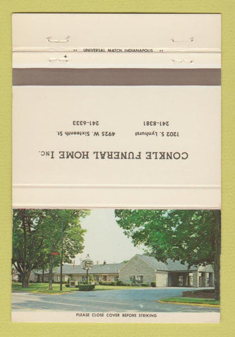 Matchbook Cover - Conkle Funeral Home Indianapolis IN 40 Strike