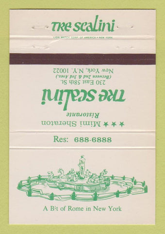 Matchbook Cover - Tre Scalini Mimi Sheraton New York City 40 Strike