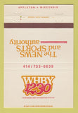 Matchbook Cover - WHBY Radio Sports News Appleton WI 40 Strike