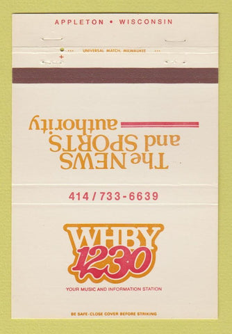 Matchbook Cover - WHBY Radio Sports News Appleton WI 40 Strike