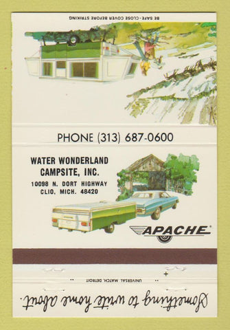 Matchbook Cover - Apache Travel Trailers Campers Clio MI 40 Strike
