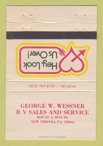 Matchbook Cover - George Wessner RV Sales New Tripoli PA 40 Strike