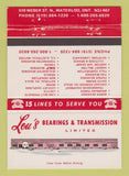 Matchbook Cover - Lou's Bearings & Transmission Waterloo ON 40 Strike
