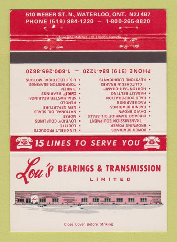 Matchbook Cover - Lou's Bearings & Transmission Waterloo ON 40 Strike