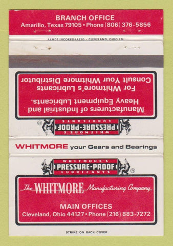 Matchbook Cover - Whitmore Manufacturing Lubricants Amarillo TX 40 Strike