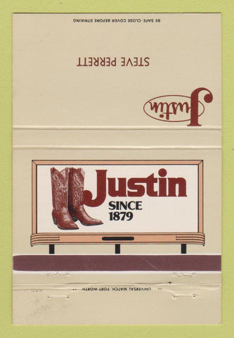 Matchbook Cover - Justin Boots Steve Perrett Fort Worth TX 40 Strike