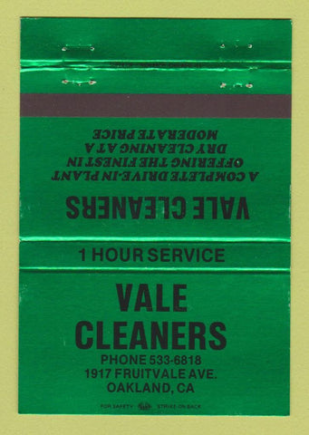 Matchbook Cover - Vale Cleaners Oakland CA GREEN 40 Strike