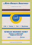 Matchbook Cover - Reynolds Insurance Agency Rushville IL CREASED 40 Strike