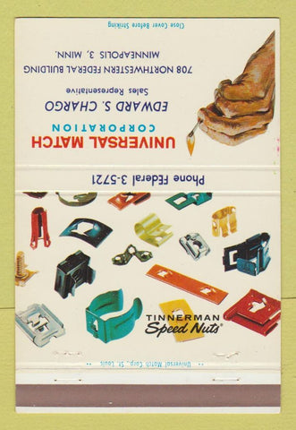 Matchbook Cover - Tinnerman Speed Nuts Universal Match Minneapolis MN 40 Strike