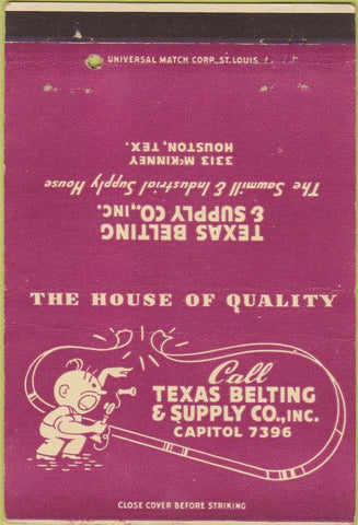 Matchbook Cover - Texas Belting  and  Supply Houston TX  40 Strike