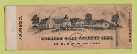 Matchbook Cover - Cascade Hills Country Club Grand Rapids MI STAINED SAMPLE