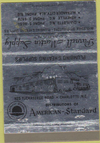 Matchbook Cover - Parnell Martin Supply Charlotte NC 40 Strike
